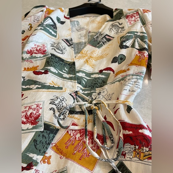 Reformation Carmelo Linen Wrap Mini Dress in Vacaciones Size XS - Picture 9 of 13